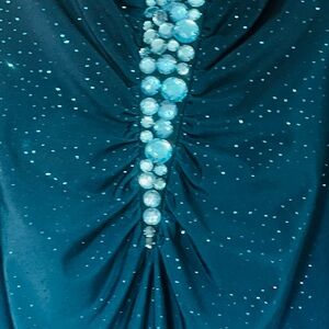 Elegant Teal Dress with Beaded Detail